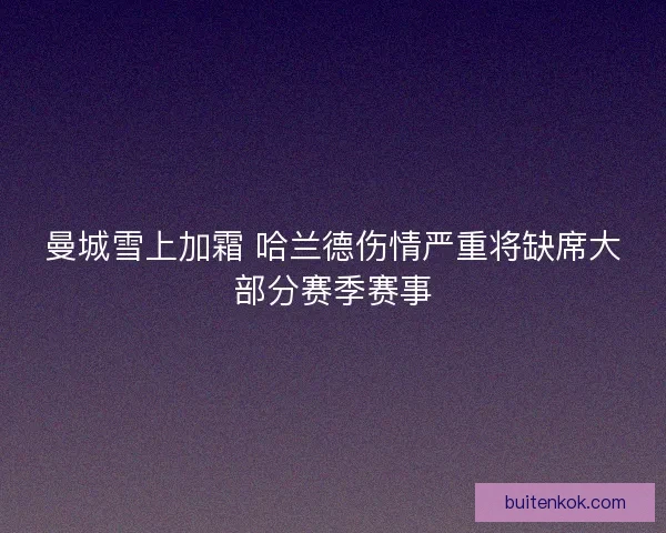 曼城雪上加霜 哈兰德伤情严重将缺席大部分赛季赛事
